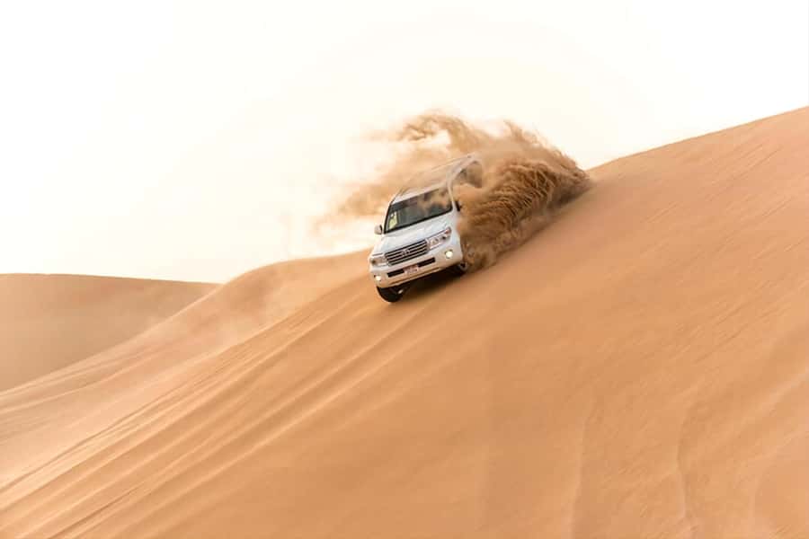 Doha: inland sea Tour With Dune Bashing &Sandboarding fun - Sandboarding on the golden dunes