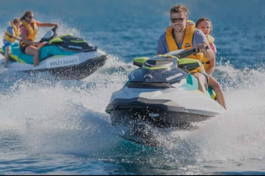 Doha: Jet Ski Adventure with Skyline and Pearl Qatar View - Leaving West Bay with the skyline behind you