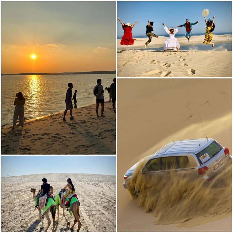 Doha: Private NIGHT desert safari with free camel ride - One hour of dune bashing near the Inland Sea