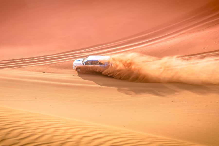 Late afternoon light on the dune belt south of Doha