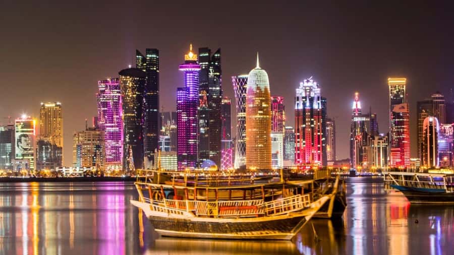 Doha: Traditional Dhow Cruise with Harbour and Skyline View - The Corniche, palms, and skyline