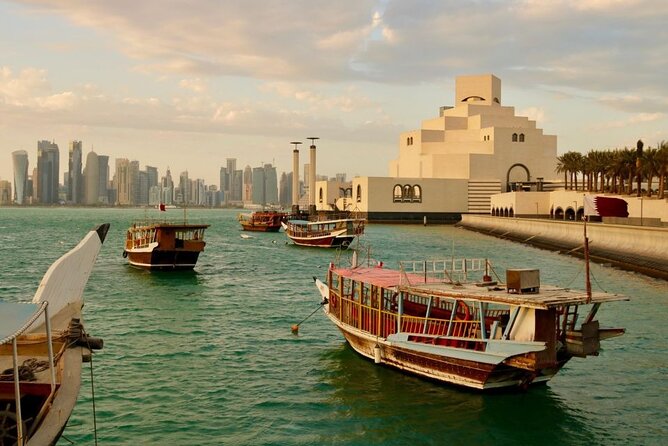 Explore Doha: City Tour & Dhow Boat Cruise Adventure - The Corniche and West Bay skyline