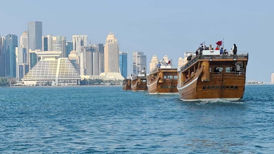 Qatar: Doha Sightseeing Cruise Onboard an Arabic Dhow Boat - What happens during the two-hour cruise