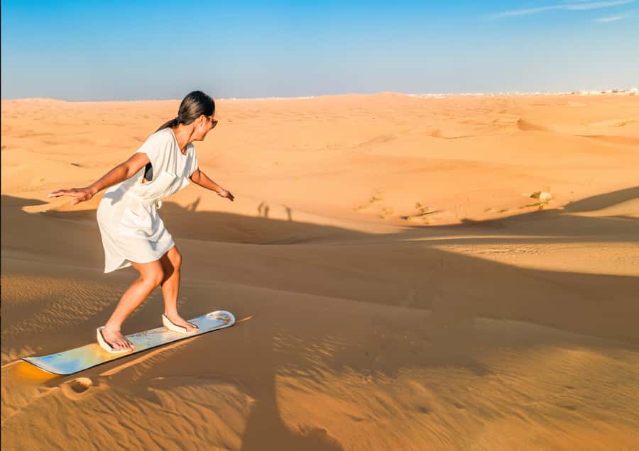 Sunrise : Privare Dune Bashing, Camel Ride & Sandboarding - Ninety minutes of dune bashing